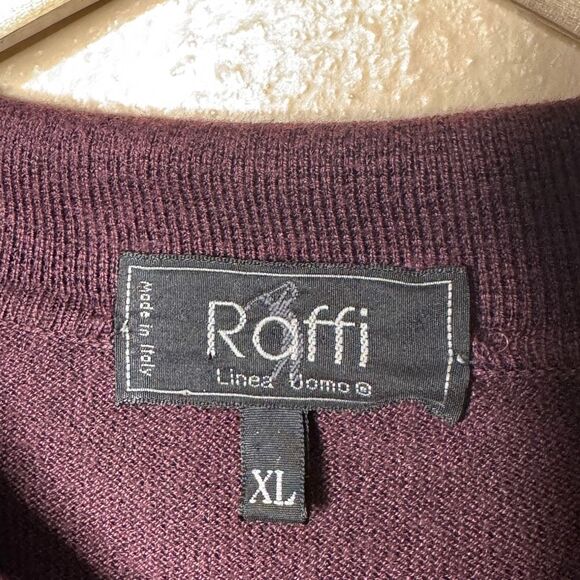 Raffi Linea Uomo Sweater Mens XL Purple Collared Polo Knitted Pullover Preppy - Picture 2 of 5